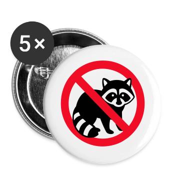 No Raccoon Zone Emblem - Buttons large 2.2''/56 mm (5-pack) - white - Front