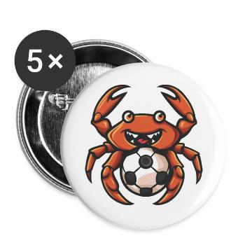 Crab Soccer Mascot - Buttons large 2.2''/56 mm (5-pack) - white - Front