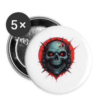 Crâne Fantôme aux Vibrons Rouges - Lot de 5 grands badges (56 mm) - blanc - Devant