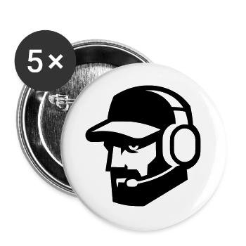 Cooler Gamer mit Bart und Kopfhörer - Porträt - Buttons groß 56 mm (5er Pack) - Weiß - Vorne