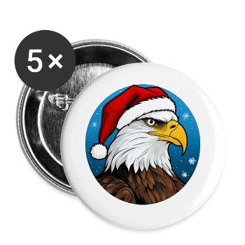 Adler Weihnachtsmann - Buttons groß 56 mm (5er Pack) - Weiß - Vorne