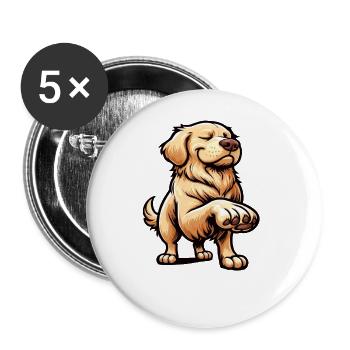 Talk to the Paw Golden Retriever Goldie Goldies - Buttons large 2.2''/56 mm (5-pack) - white - Front