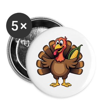 Thanksgiving Drôle Dinde de Thanksgiving - Lot de 5 grands badges (56 mm) - blanc - Devant