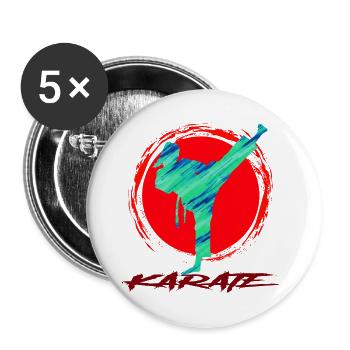 karaté - Lot de 5 grands badges (56 mm) - blanc - Devant