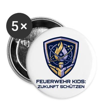 Fire Brigade Kids Coat of Arms - Buttons large 2.2''/56 mm (5-pack) - white - Front