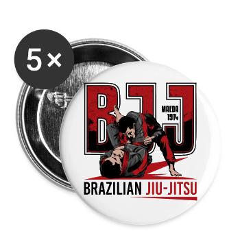 Brasilianische Jiu-Jitsu-Kampfkünste - Buttons groß 56 mm (5er Pack) - Weiß - Vorne