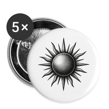 Vintage Sonnenstern Gravur - Buttons groß 56 mm (5er Pack) - Weiß - Vorne