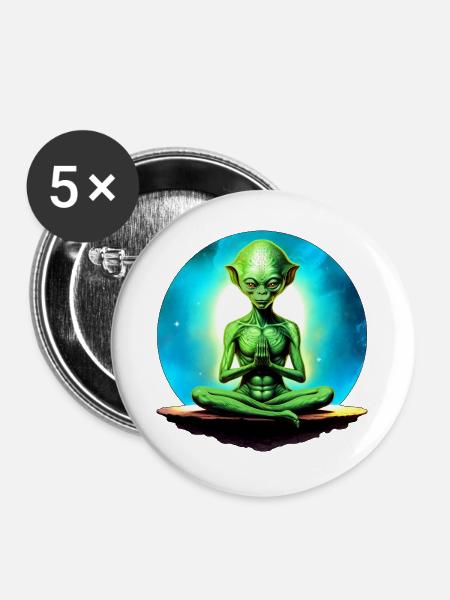 Aliens Yoga - Buttons groß 56 mm (5er Pack) - Weiß