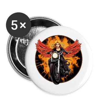 Engel Moto / Motard Engel - Lot de 5 grands badges (56 mm) - blanc - Devant