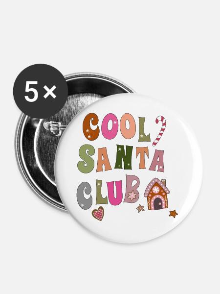 Santa Claus - Buttons groß 56 mm (5er Pack) - Weiß