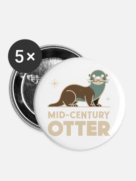 Mid-Century Otter - Buttons groß 56 mm (5er Pack) - Weiß