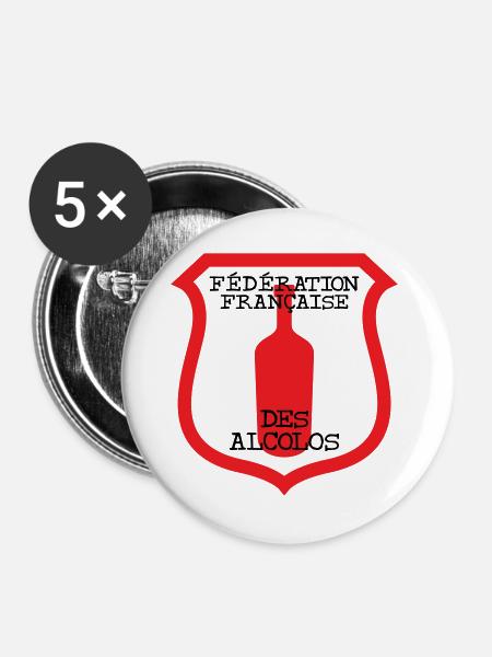 Französische Föderation von Alcolos - Buttons groß 56 mm (5er Pack) - Weiß