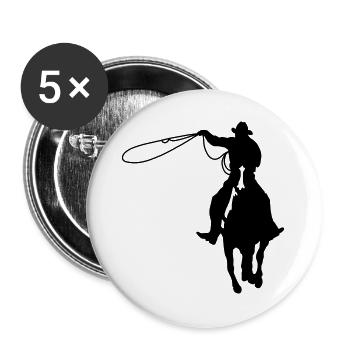 Cowboy - Buttons groß 56 mm (5er Pack) - Weiß - Vorne