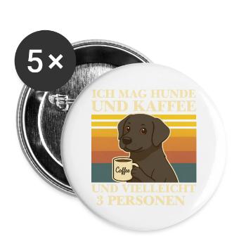 I Like Dogs & Coffee Funny Dog Coffee Animal - Buttons large 2.2''/56 mm (5-pack) - white - Front