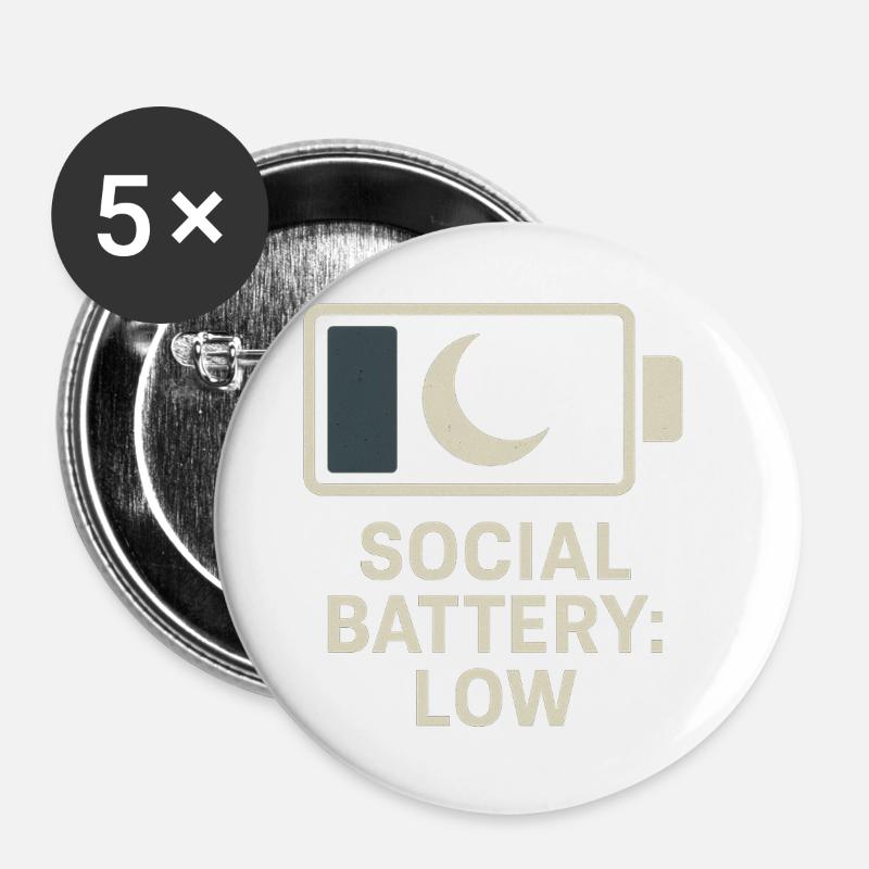 Leere Batterie - Buttons groß 56 mm (5er Pack) - Weiß