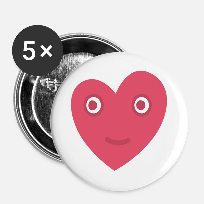 Herzaugen - Buttons groß 56 mm (5er Pack) - Weiß