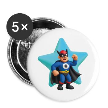 SUPERHELD – Baby & Kinder - Buttons groß 56 mm (5er Pack) - Weiß - Vorne
