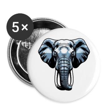 Blaues Elefantenkopf Vektor - Buttons groß 56 mm (5er Pack) - Weiß - Vorne