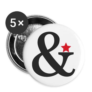 Ampersand mit rotem Sternakzent - Buttons groß 56 mm (5er Pack) - Weiß - Vorne