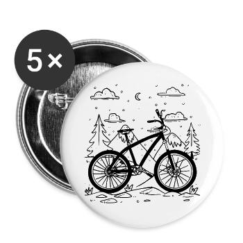 Mountainbiken Comic Stil - Buttons groß 56 mm (5er Pack) - Weiß - Vorne