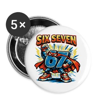 Numéro 67 Six Sept Cadeau Mignon Meme - Lot de 5 grands badges (56 mm) - blanc - Devant