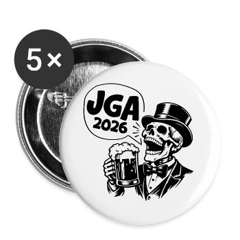 Jga 2026 Bachelor Party Skull - Buttons large 2.2''/56 mm (5-pack) - white - Front