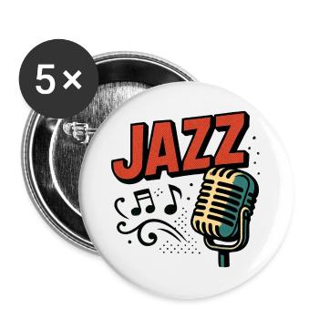Jazz - Saxophone - Musique - Lot de 5 grands badges (56 mm) - blanc - Devant