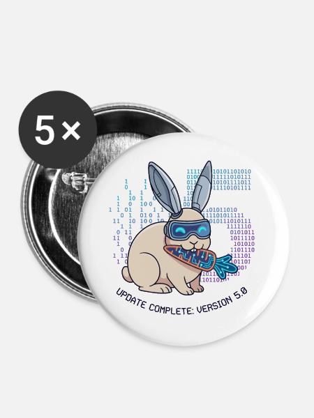 Update Complete 5.0 Cyber Hase - Buttons groß 56 mm (5er Pack) - Weiß