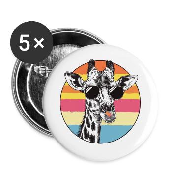 Giraffe Retro Sonnenbrille - Buttons groß 56 mm (5er Pack) - Weiß - Vorne