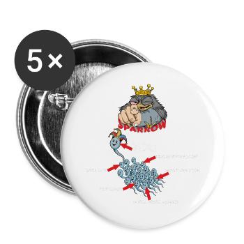 Clown - Buttons groß 56 mm (5er Pack) - Weiß - Vorne
