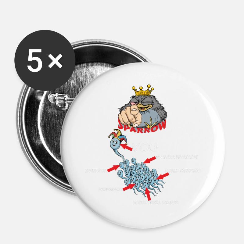 Clown - Buttons groß 56 mm (5er Pack) - Weiß