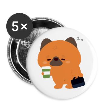 Schläfriger Deutscher Schäferhund-Kaffee - Buttons groß 56 mm (5er Pack) - Weiß - Vorne