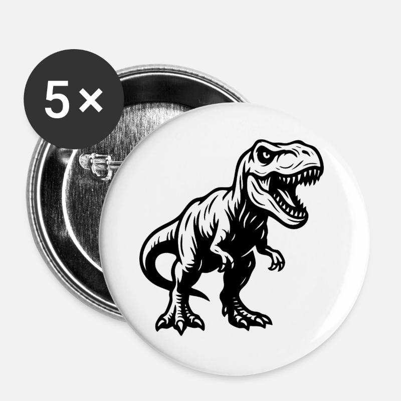 Tyrannosaurus Rex - Dinosaur - Buttons large 2.2''/56 mm (5-pack) - white