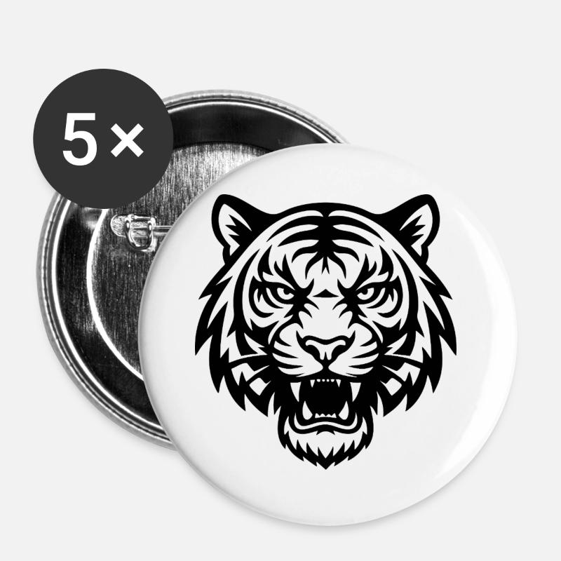 Tiger - Wild animals - Buttons large 2.2''/56 mm (5-pack) - white