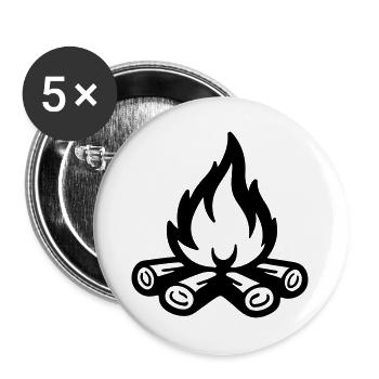Campfire Symbol Flame - Buttons large 2.2''/56 mm (5-pack) - white - Front
