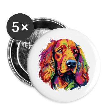 Colorful Dog Portrait Pop Art - Buttons large 2.2''/56 mm (5-pack) - white - Front