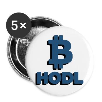 Bitcoin HODL Logo, Lettrage Crypto - Lot de 5 grands badges (56 mm) - blanc - Devant
