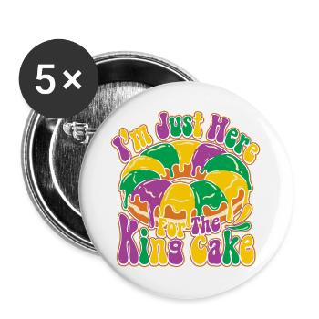 King Cake Mardi Gras - Buttons large 2.2''/56 mm (5-pack) - white - Front