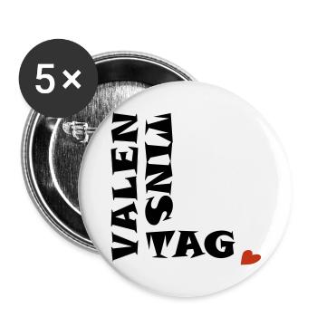 Valentinstag mit Herz - Buttons groß 56 mm (5er Pack) - Weiß - Vorne