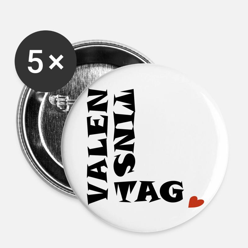 Valentinstag mit Herz - Buttons groß 56 mm (5er Pack) - Weiß