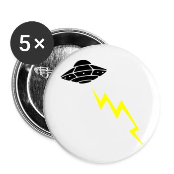 UFO Invasion Lightning Attack Alien Vector - Buttons large 2.2''/56 mm (5-pack) - white - Front