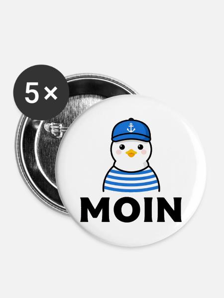 Möwe - Buttons groß 56 mm (5er Pack) - Weiß
