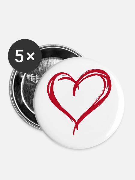 Herz - Buttons groß 56 mm (5er Pack) - Weiß