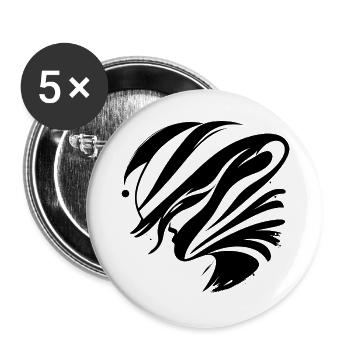 Abstract Face - Elegant - Buttons large 2.2''/56 mm (5-pack) - white - Front