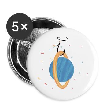 Planète au crochet (3/3) - Lot de 5 grands badges (56 mm) - blanc - Devant