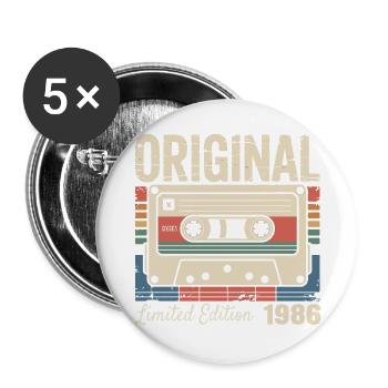 40ème anniversaire - Cadeau Vintage 1986 - Lot de 5 grands badges (56 mm) - blanc - Devant