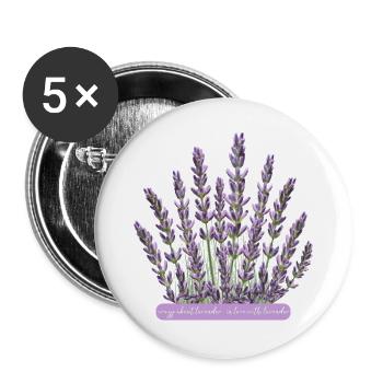 Lavendelblüten verrückt nach Lavendel - Buttons groß 56 mm (5er Pack) - Weiß - Vorne