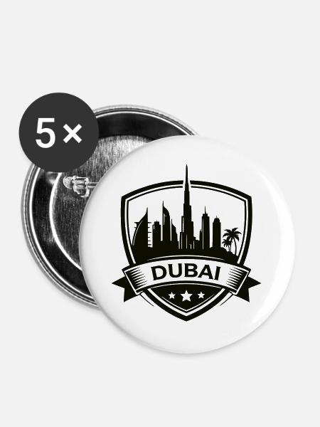 Dubai Skyline Shield - Buttons groß 56 mm (5er Pack) - Weiß