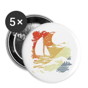 Segeln Vintage Look - Buttons groß 56 mm (5er Pack) - Weiß - Vorne