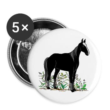 Pferd - Buttons groß 56 mm (5er Pack) - Weiß - Vorne